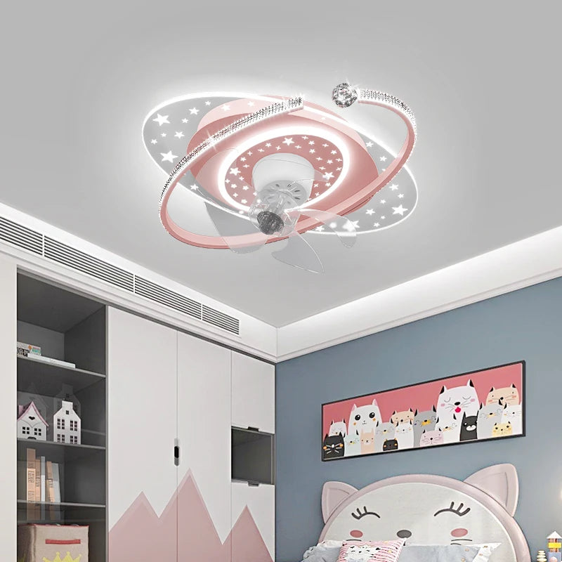 Plafonnier ventilateur de plafond à tête secouante 360 degrés led silencieux