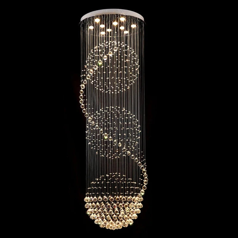 lustre en cristal moderne led boule spirale goutte de pluie k9