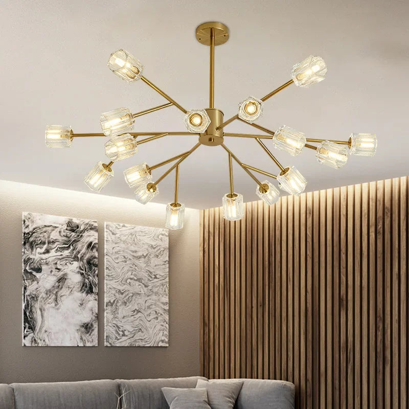 lustre led en cristal design nordique suspendu moderne