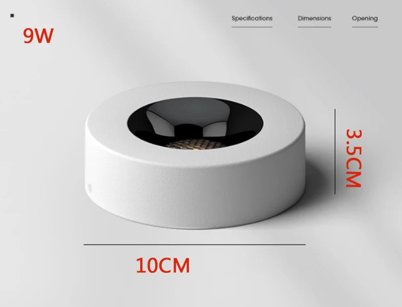 Surface Monté LED Downlight 9W Cob Plafonniers LED Spots Plafonniers Éclairage BLANC