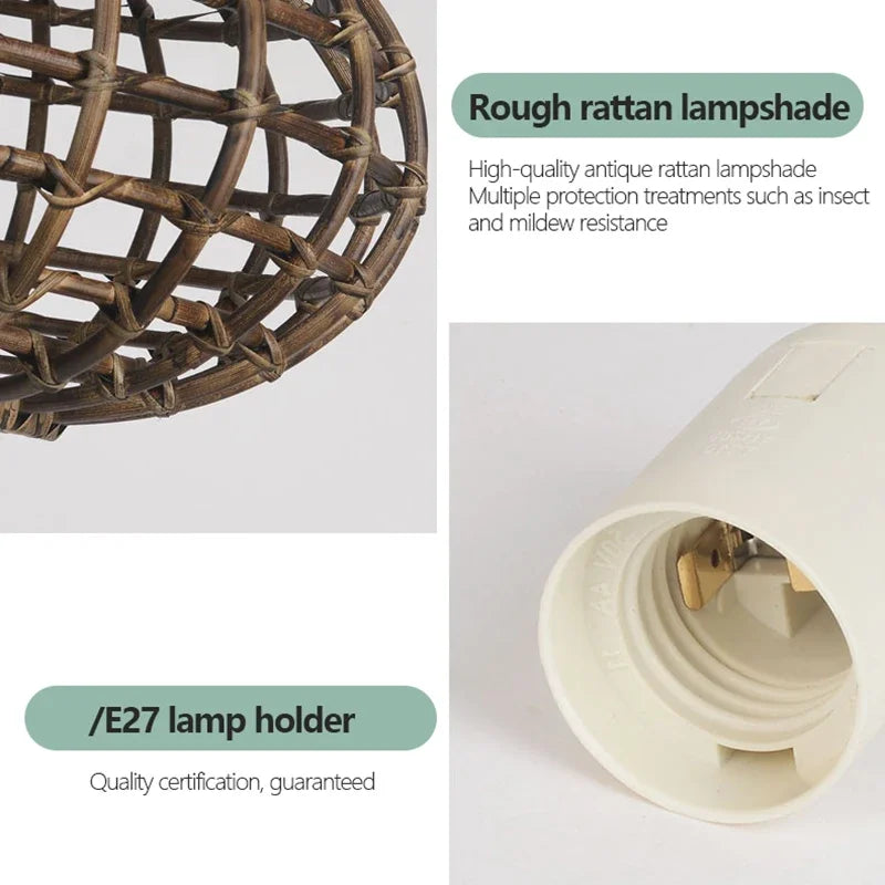 suspension en rotin design circulaire pour éclairage intérieur