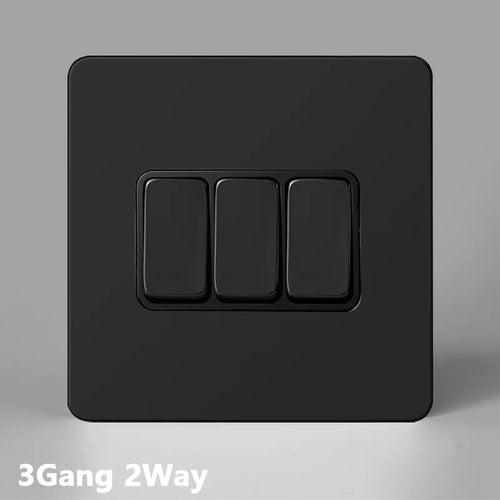 Interrupteur triple 3voies en acier noir mat bords arrondis