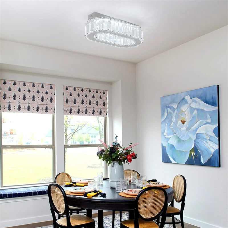 plafonnier ovale en cristal led pour décoration de cuisine