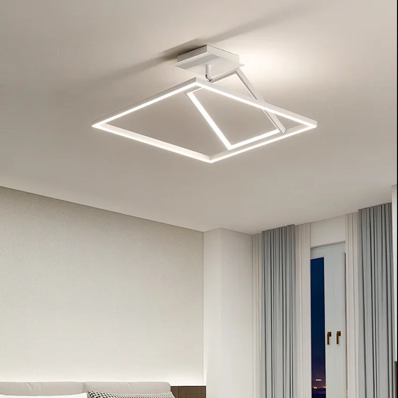 lustre carré minimaliste moderne avec éclairage dimmable