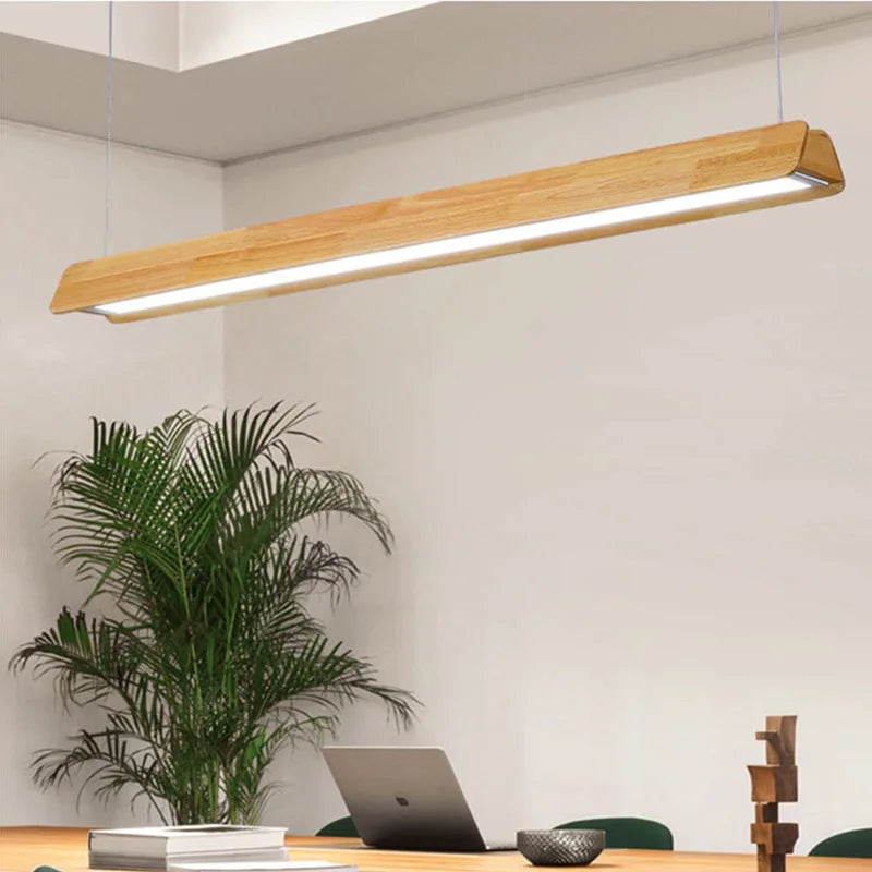 lustre de bureau rondins style nordique simple longue bande
