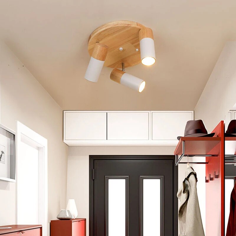 Plafonnier LED en bois au design nordique moderne