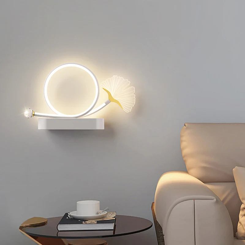 applique murale led tricolore protection yeux design feuille ginkgo
