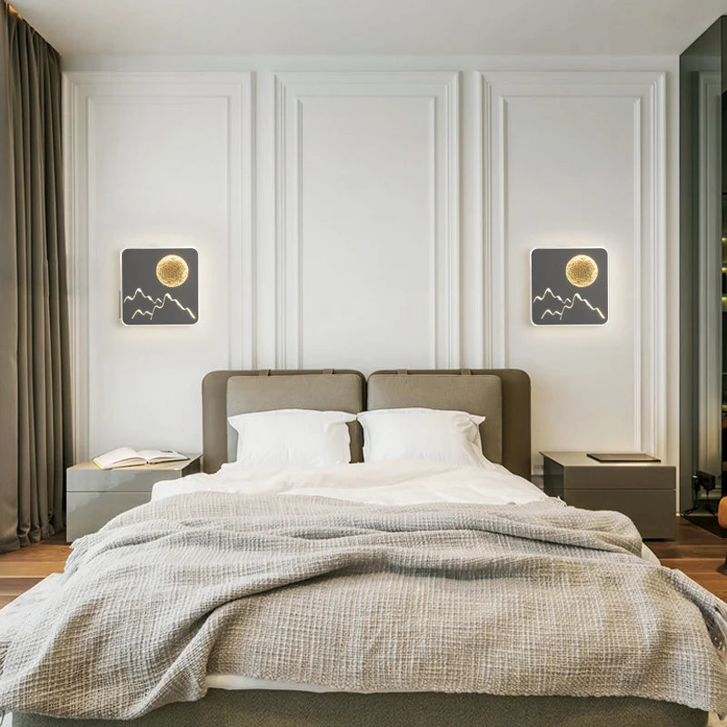 Postmodern applique murale LED lune lampe blanc noir carré rond en aluminium chambre chevet applique murale escalier cuisine couloir luminaire