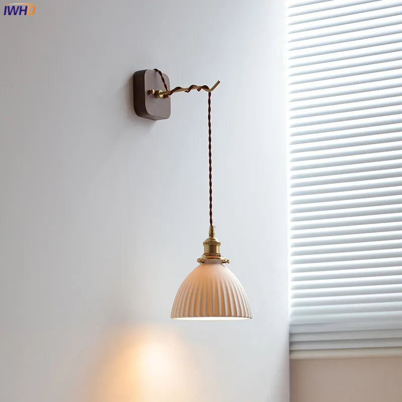 applique murale led noyer cuivre moderne baguette plug-in