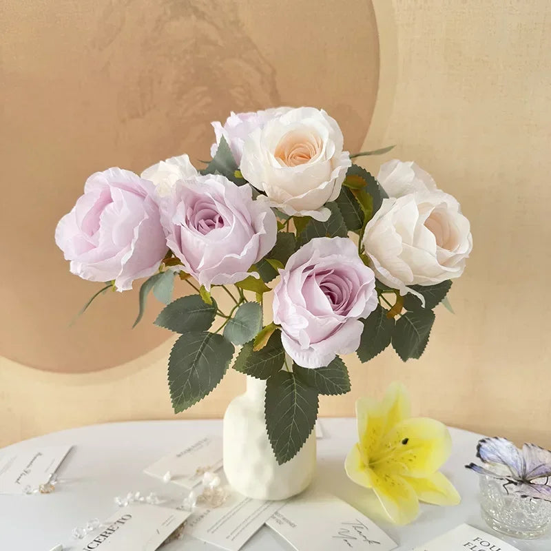 bouquet de roses artificielles en soie pour mariée décoration élégante