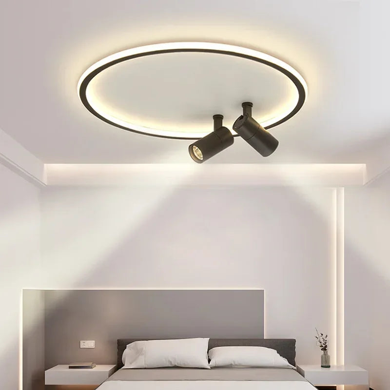 plafonnier moderne à leds avec projecteur lustre luminaire