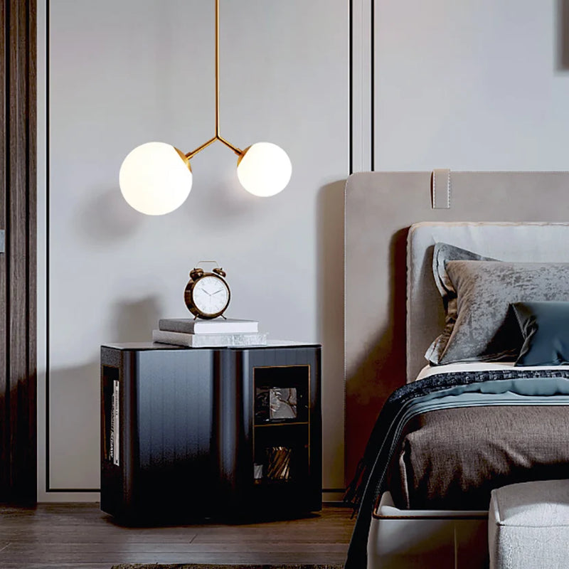 lustre moderne simple sandyha avec 2 boules led