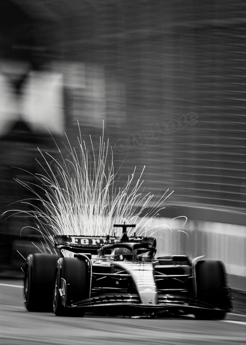 affiche vintage de course de f1 en noir et blanc peinture sur toile