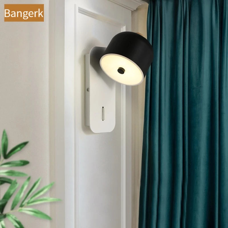 applique murale nordique rotative avec interrupteur led pivotante