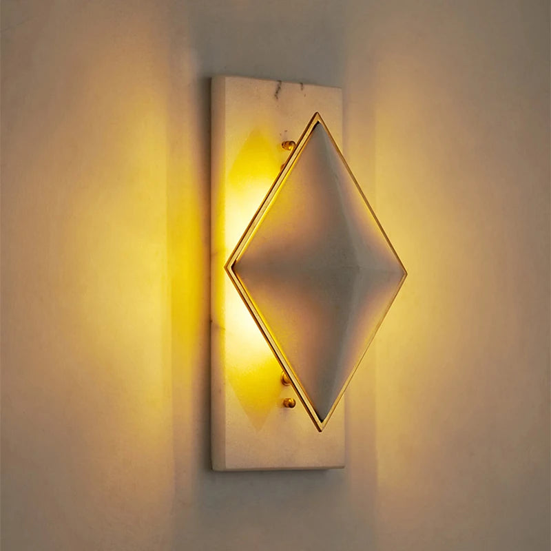 applique murale losange en marbre style célébrité led moderne