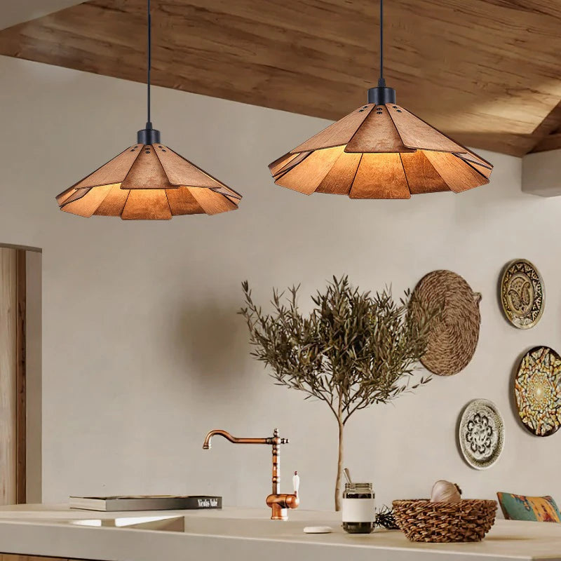 suspension en bois rétro japonais pour décoration intérieure