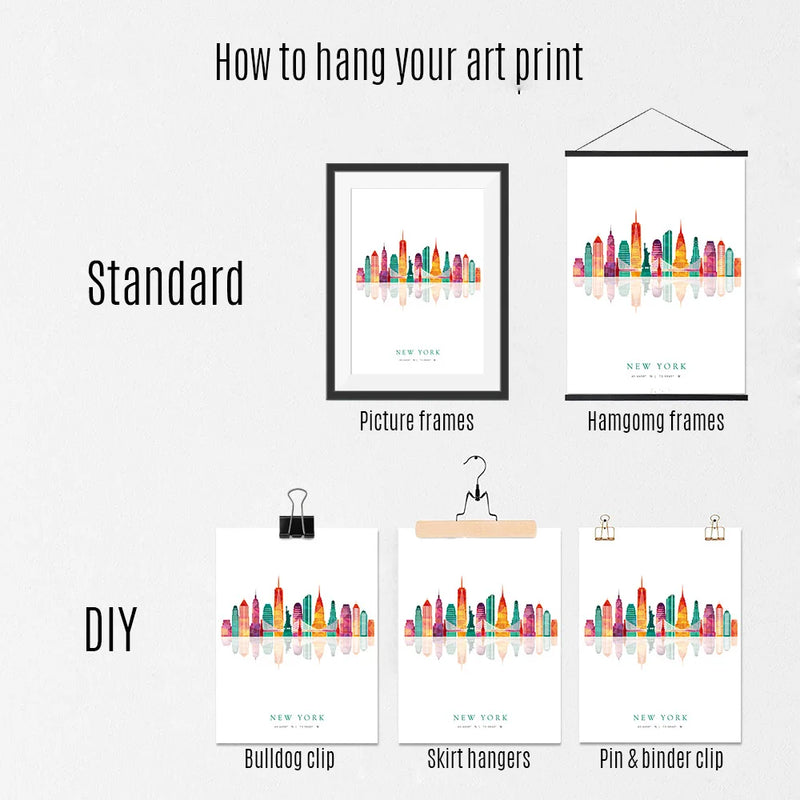 affiches et impressions skyline de grandes villes pour décoration artistique