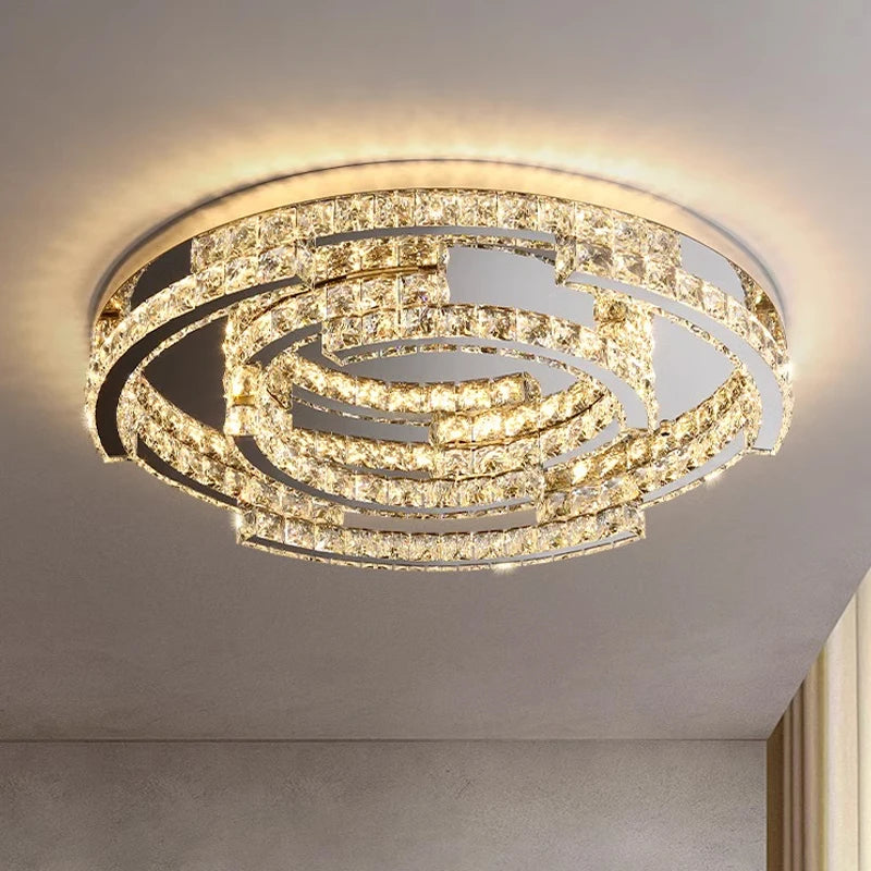 lampe de plafond led en cristal de style moderne avec télécommande