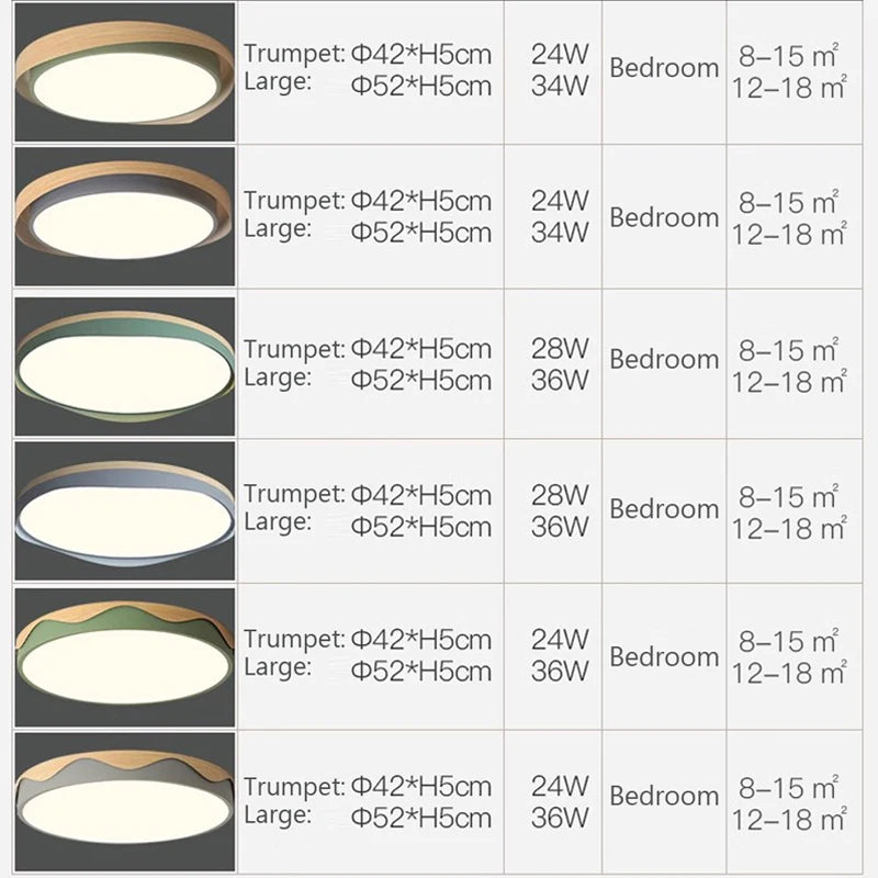plafonnier moderne à leds circulaire grain de bois éclairage décoratif