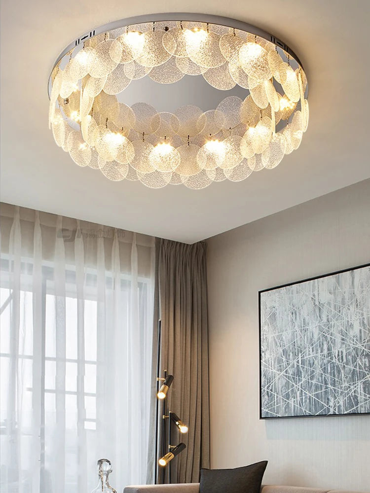 plafonnier led en verre rond de luxe moderne