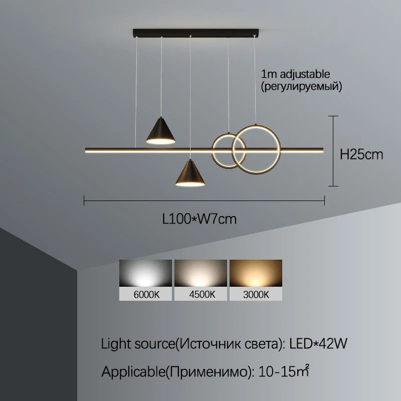 SANDYHA lustres de luxe modernes longue bande Led lampe créative décor intérieur salle à manger salon Table luminaires suspendus