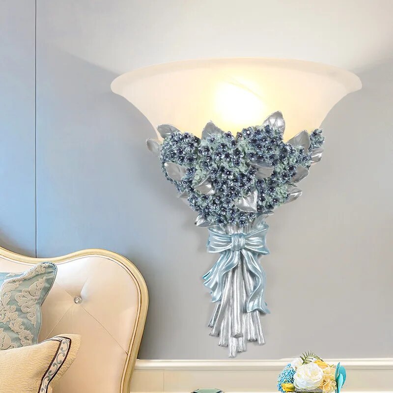 Applique murale LED en résine avec Rose romantique et moderne