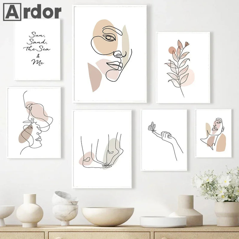 affiches abstraites femmes couple minimalisme art mural nordique