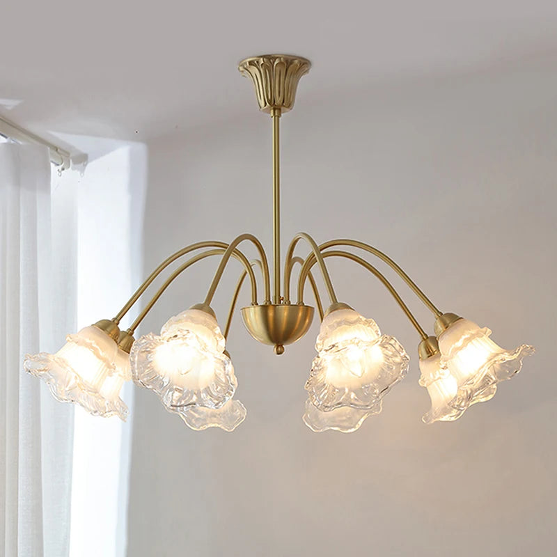 lustre en verre à fleurs minimaliste style nordique led créatif