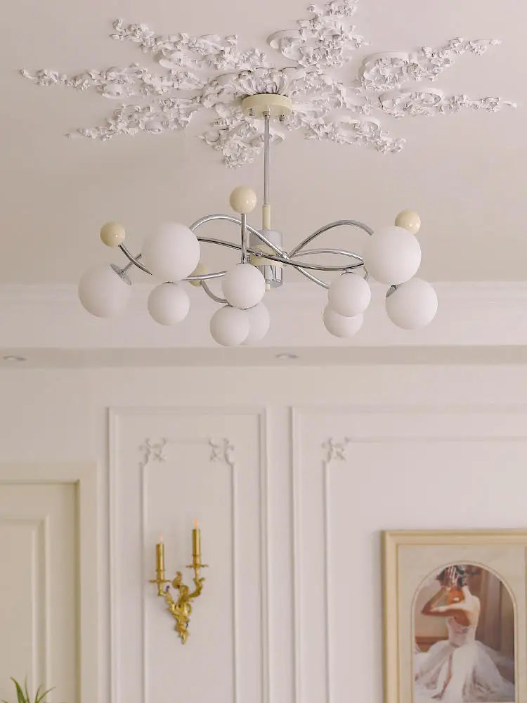 lustre à led en verre et fer pour décoration intérieure