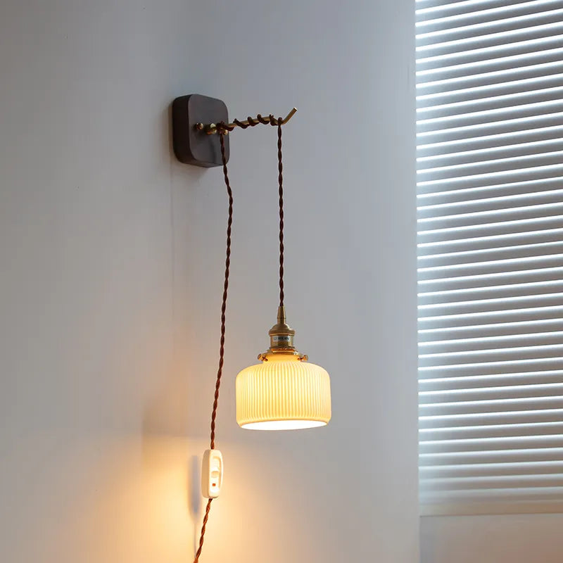 applique murale led noyer cuivre moderne baguette plug-in