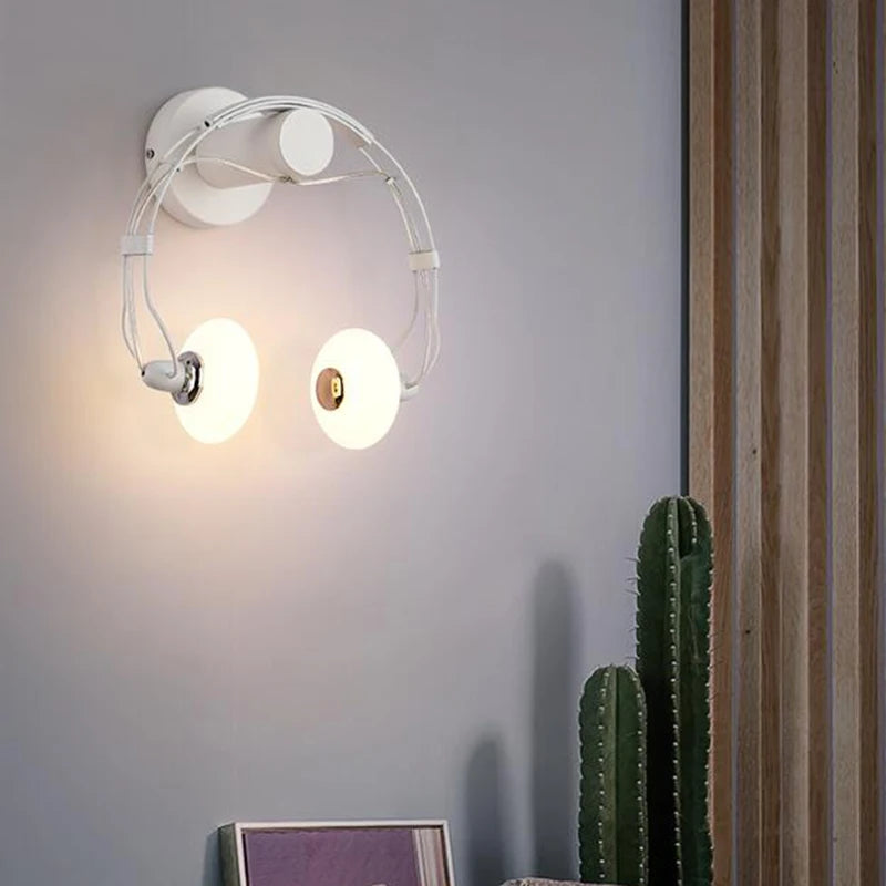 Applique murale LED créative en forme de casque audio