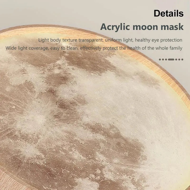 Plafonnier LED nordique en forme de lune en bois