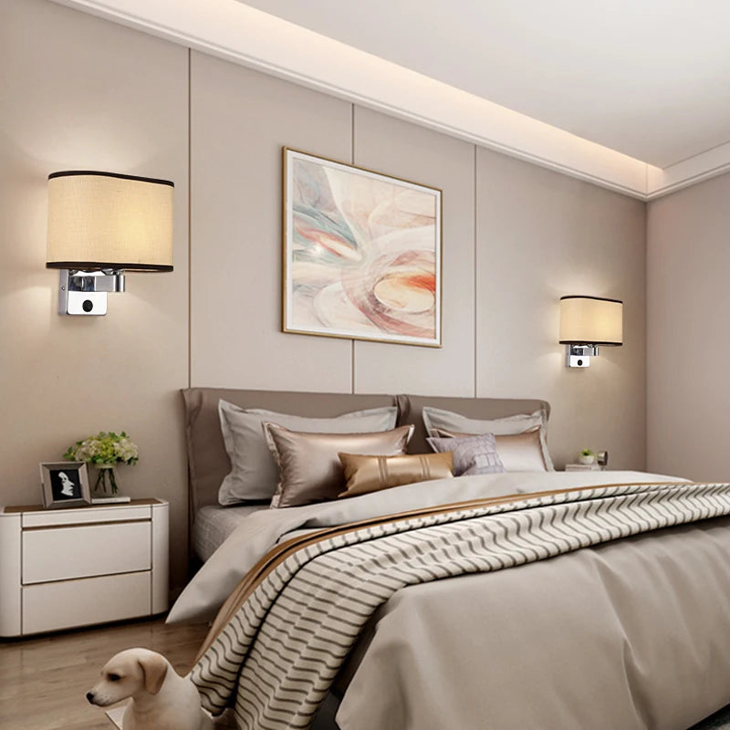 Applique murale Led avec abat-jour en tissu
