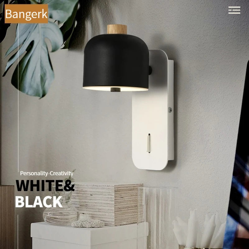 applique murale nordique rotative avec interrupteur led pivotante