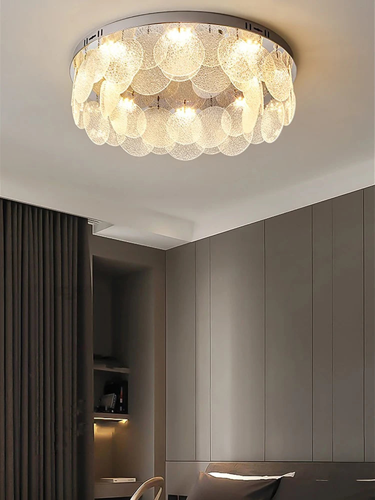 plafonnier led en verre rond de luxe moderne