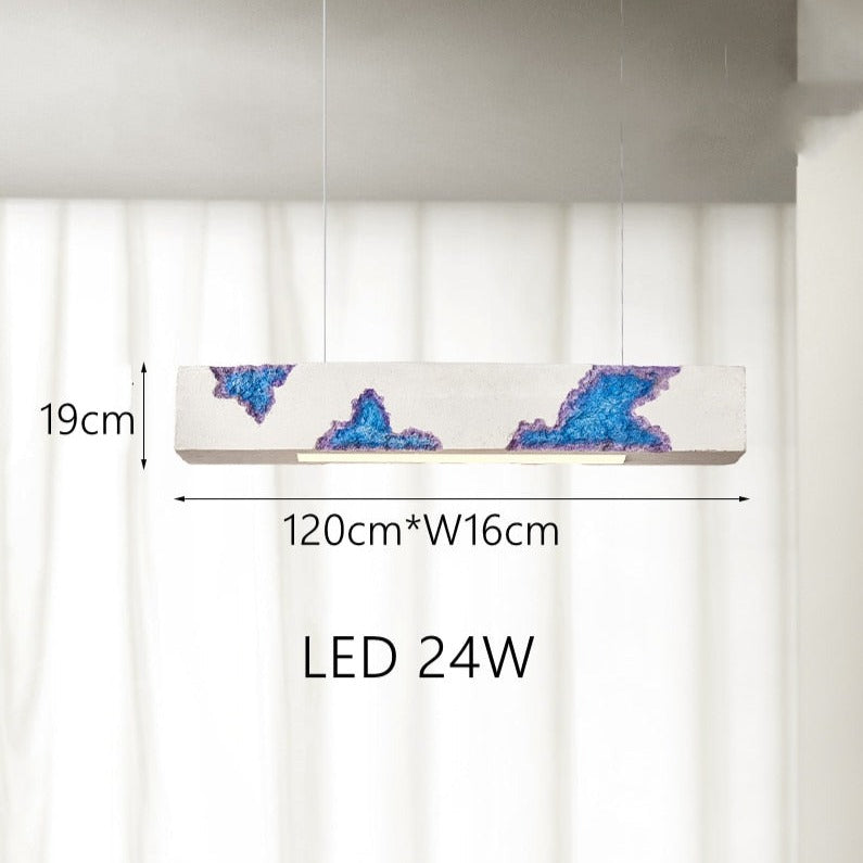 Lustre design longue rectangulaire avec touche coloré Hazel