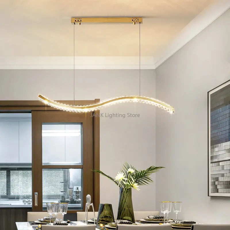 lustre led moderne en cristal de luxe en forme de s
