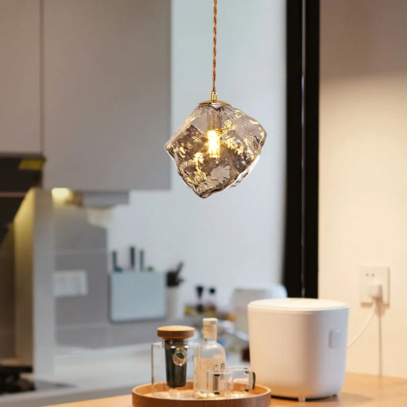 lustre en verre en forme de bloc de glace pour bars et restaurants