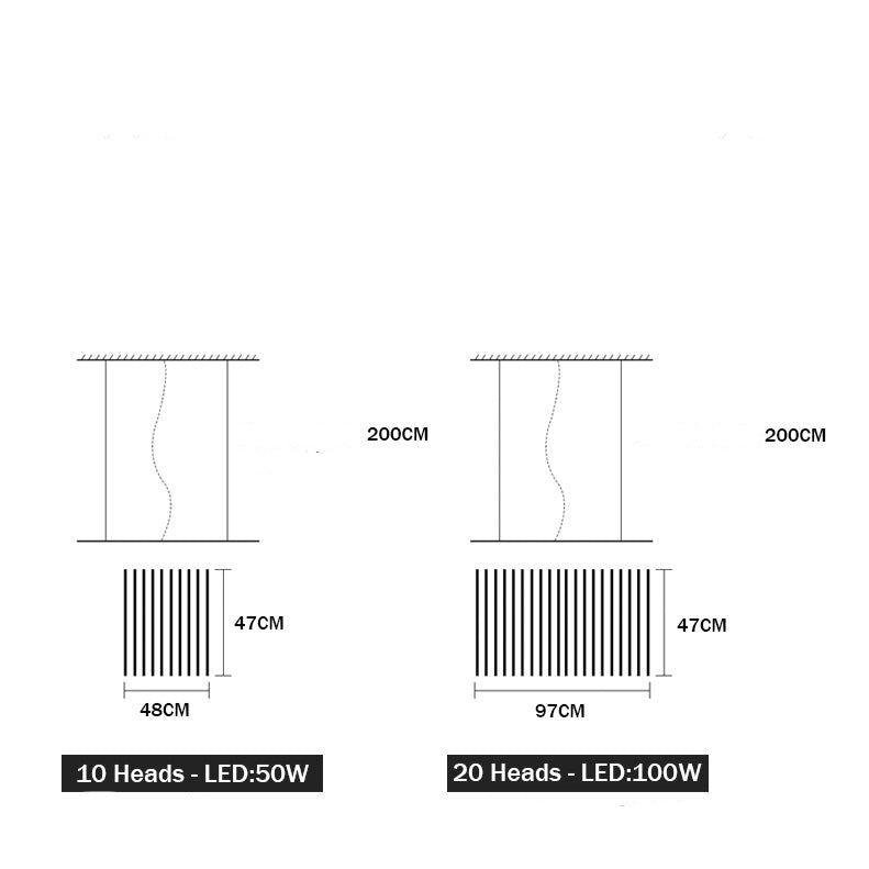 Lustre design LED en baguette lumineuse Bilbao