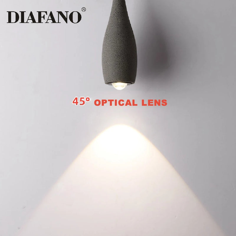 suspension en ciment wabi-sabi design rétro industriel à led