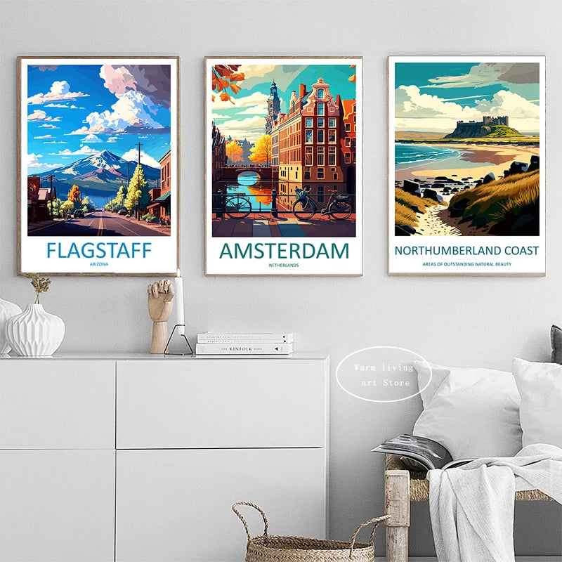 affiche de voyage urbaine toile new york rome tokyo venise décoration