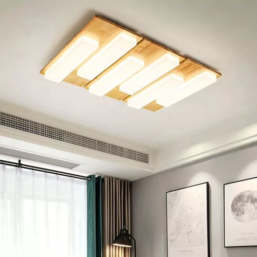 plafonniers led modernes en bois véritable 4/6/9 têtes luminaire intérieur