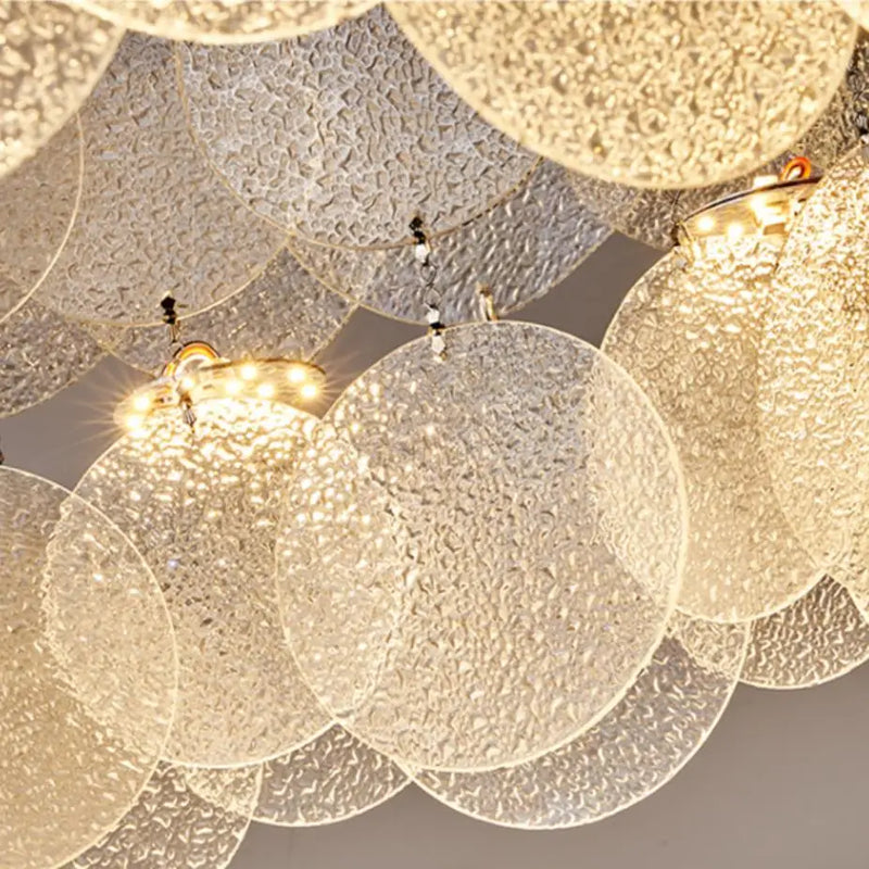 plafonnier led rond moderne en acier inoxydable et verre