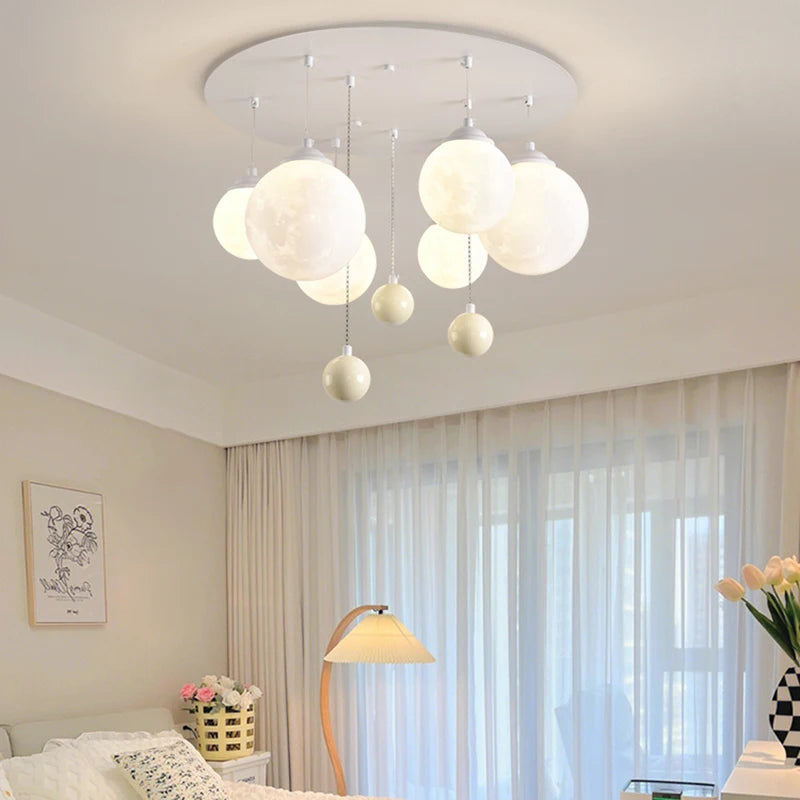 lustre design 3d led lune boule ronde suspension intérieur