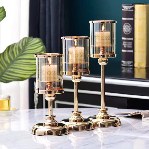 bougeoirs en verre vintage pour décoration nordique mariage et Noël