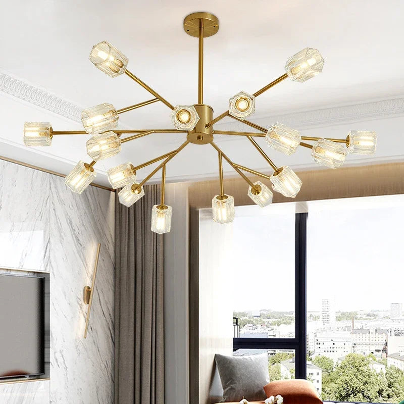 lustre led en cristal design nordique suspendu moderne