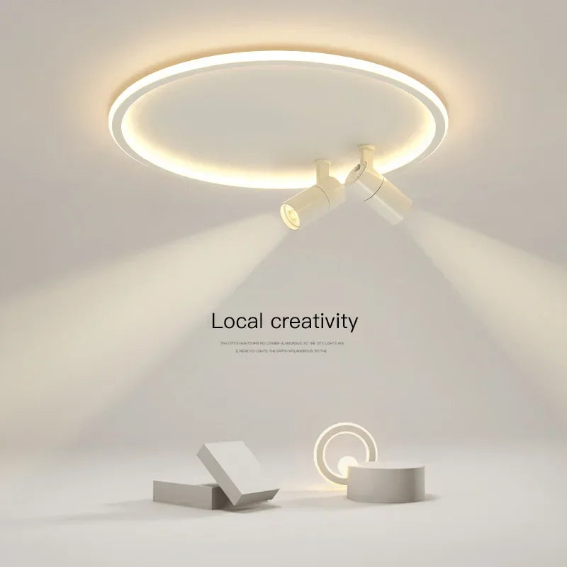 plafonnier moderne à leds avec projecteur lustre luminaire