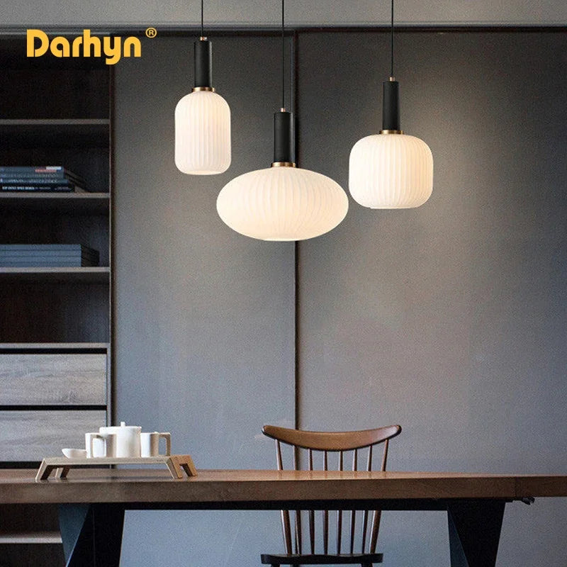lustre nordique simple led en verre suspendu pour restaurant