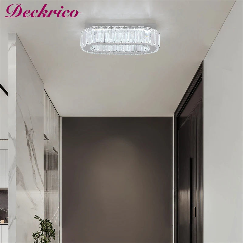 plafonnier ovale en cristal led pour décoration de cuisine