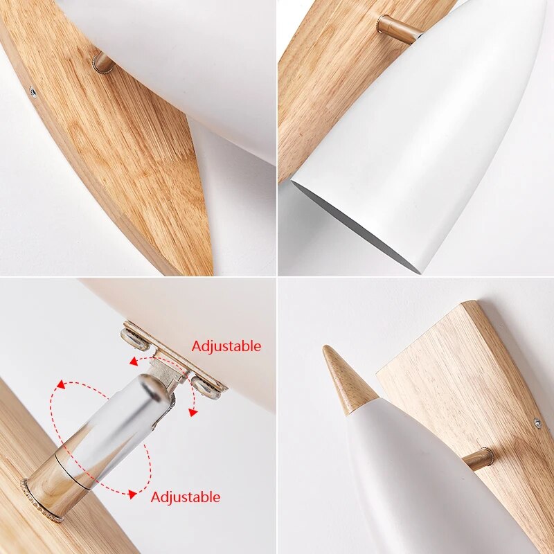 Applique moderne bois nordique LED chambre couloir éclairage